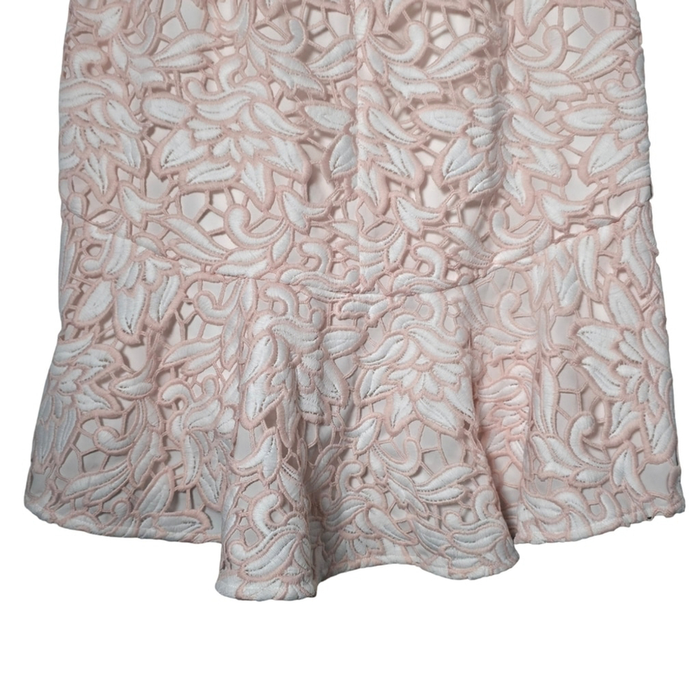 Club Monaco Blush Lace Mini Skirt Floral Embroidered High Waist Size 00 - Picture 6 of 9